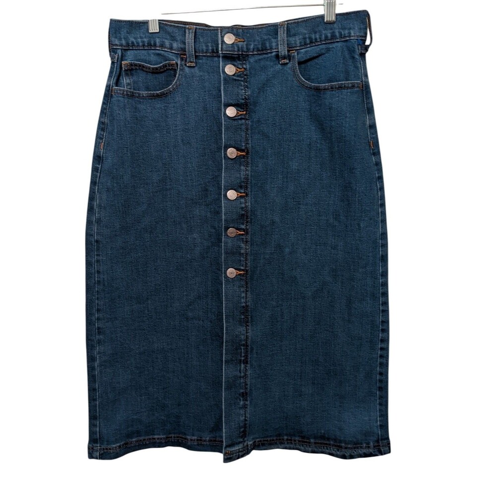Banana Republic Denim Skirt Midi Front Button New Sz 10
